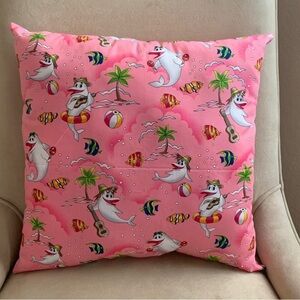Pink Pillow with Fun Cartoon Print